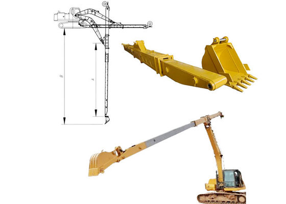 Q690D HG785 حفرة طويلة المدى ذراع تلسكوبية مع دلو حفر حفرة الأساس