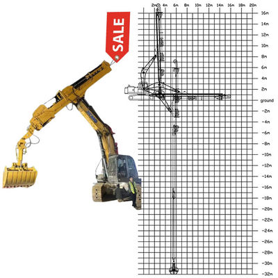 30m 32m Telescopic Dipper Arm With Clamshell Bucket Grapple